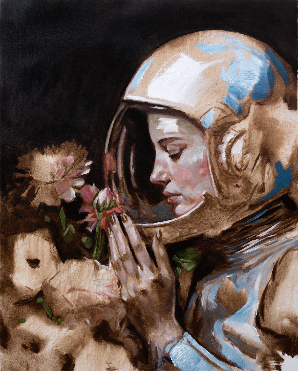 Woman in astronaut helmet — 40 x 50 cm, 2023
