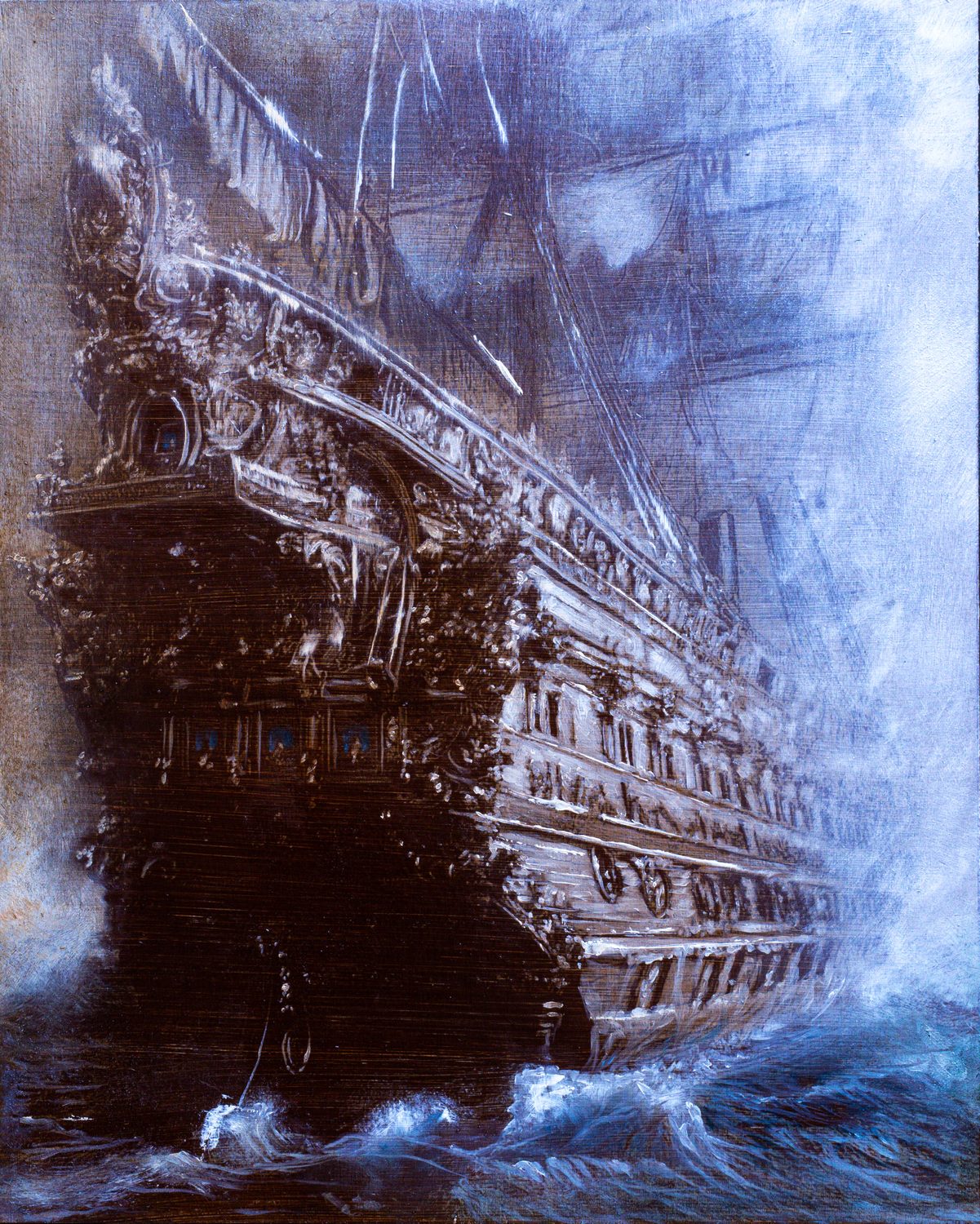 Seascape with sailing ship 2 — 40 x 50 cm, 2024